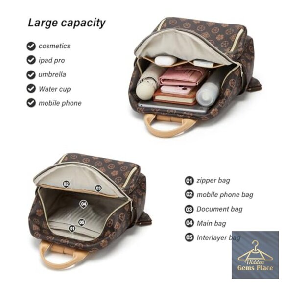 Mini Backpack Daypack for Women, PU Leather, 10L Capacity, Adjustable Straps